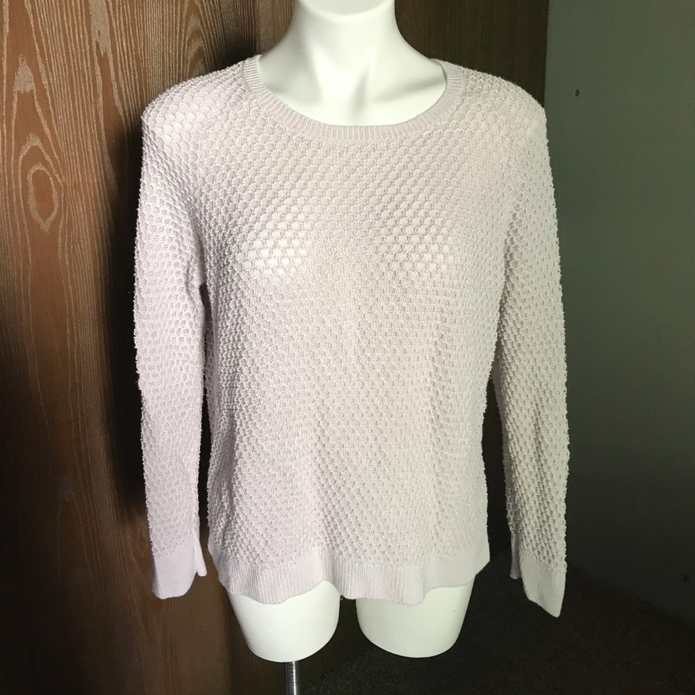 LOFT Lilac Crewneck Textured career work sweater